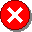 White X on a red circle with dark red outline and drop shadow